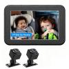 Baby Car Camera for 2 Kids 1080P Split-Screen Monitor Dual Cam Rear-Facing Cameras IR Night Vision 360 Rotatable Backseat Screen, Car Seat Mirror Alternative (2 Cameras with 5'' monirtor) view 1