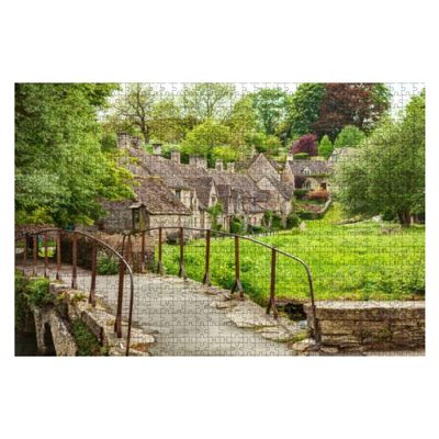1000pcs Natural Landscape Jigsaw Puzzles for Adults - Old Footbridge and Traditional Cotswold Cottages Puzzle - Puzzles for Youth Children Home Decor Funny Game Best Gift Toys