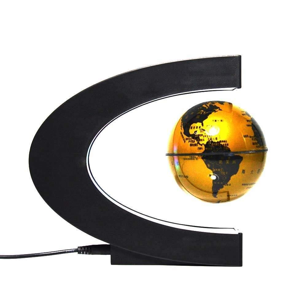 3UOOWWFA Geographical Globe, C-Shaped Magnetic Levitation Globe-4 Inch, Colorful LED Light Globe, High-end Birthday Gift, Creative Home Decoration, Blue
