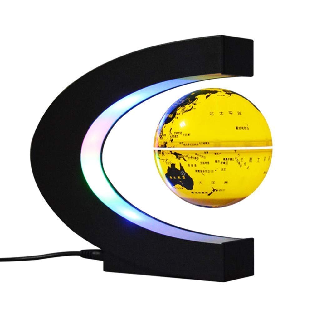 3UOOWWFA Magnetic Levitation Floating Globe, Floating Globe with LED Light C-Shaped Magnetic Levitation 4 Inch World Educational Gift Tool Home Office Desk Decoration