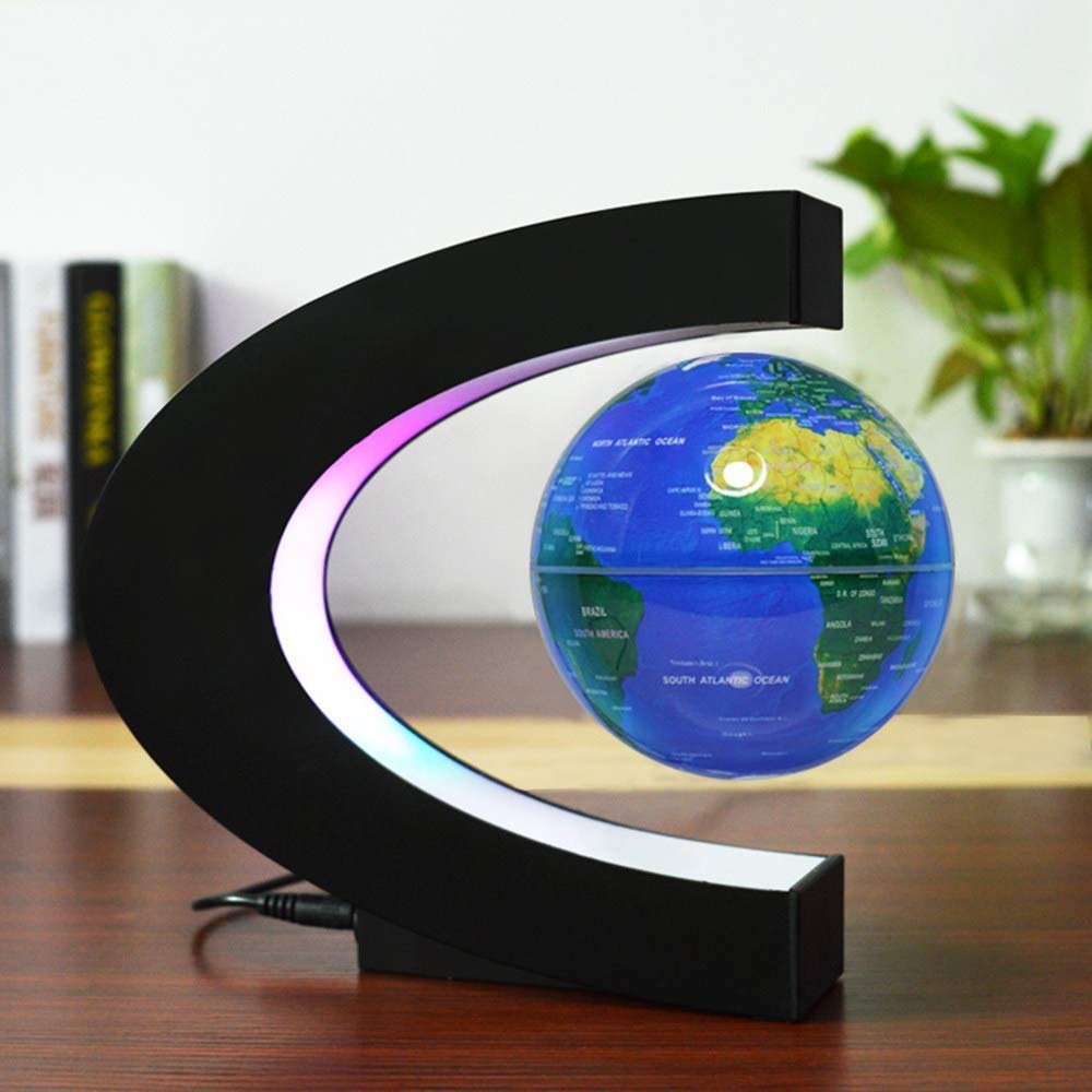 3UOOWWFA Geographical Globe, Floating Globe - Levitating Globe - Colorful LED Light Educational Gift Tool Home Office Desk Decoration, Blue