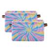 STAYTOP Color Tie Dye Large Storage Basket Collapsible Storage Bins Waterproof Laundry Basket with Handle,Used for Home Closets, Offices, Bedrooms 2PCS view 1