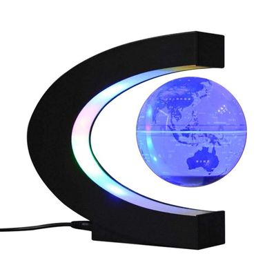 3UOOWWFA Magnetic Levitation Floating Globe, Floating Globe with LED Lights C-Shape Magnetic Levitation World Map for Desk Decoration