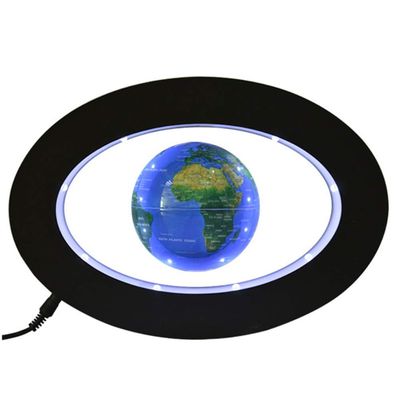 3UOOWWFA Geographical Globe, Floating Globe - Oval 3 Inch Levitating Globe - Colorful LED Light Educational Gift Tool Home Office Desk Decoration, Blue