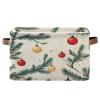 STAYTOP Pine Branches and Red Christmas Ball Large Storage Basket Collapsible Storage Bins Waterproof Laundry Basket with Handle,Used for Home Closets, Offices, Bedrooms 1PCS view 1