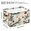 STAYTOP Pine Branches and Red Christmas Ball Large Storage Basket Collapsible Storage Bins Waterproof Laundry Basket with Handle,Used for Home Closets, Offices, Bedrooms 1PCS view 3