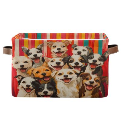 STAYTOP A Group of Cute Dogs Large Storage Basket Collapsible Storage Bins Waterproof Laundry Basket with Handle,Used for Home Closets, Offices, Bedrooms 1PCS