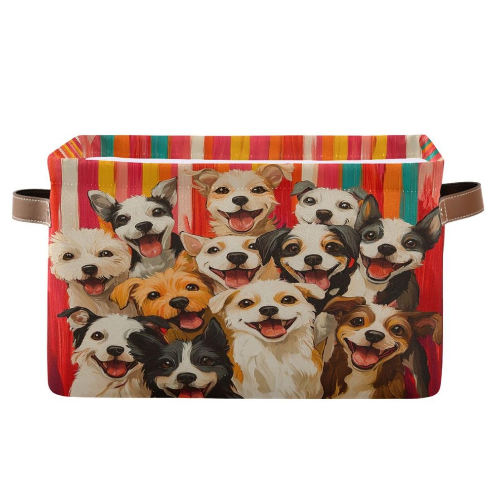 STAYTOP A Group of Cute Dogs Large Storage Basket Collapsible Storage Bins Waterproof Laundry Basket with Handle,Used for Home Closets, Offices, Bedrooms 1PCS