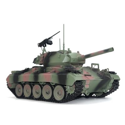 wheelfun Tongde M24 Chaffee 1/16 RC Light Tank Infrared Combating System Upgraded Wheels Smoke Unit Lighe Sound Hooby Grade Tank Model(Camouflage Green) BB Shooting Airsoft Tank That Shoot