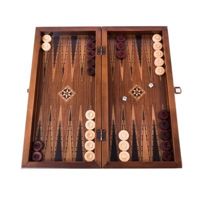 17-inch Handmade Classic Backgammon Sets for Adults Wood Art Wooden Backgammon Board Set | Solid Rose Wood Xmas Gifts for Husband, Dad, Anniversary