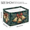 STAYTOP Christmas Golden Bells with Red Bows Large Storage Basket Collapsible Storage Bins Waterproof Laundry Basket with Handle,Used for Home Closets, Offices, Bedrooms 1PCS view 3