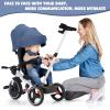 UBRAVOO 6-in-1 Baby Tricycle, Folding Kids Trike with Adjustable Parent Handle, Safety Harness, Wheel Brakes, and Removable Canopy, Stroller Bike Gift for Toddlers 10 Months to 5 Years (Blue) view 2