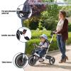 UBRAVOO 6-in-1 Baby Tricycle, Folding Kids Trike with Adjustable Parent Handle, Safety Harness, Wheel Brakes, and Removable Canopy, Stroller Bike Gift for Toddlers 10 Months to 5 Years (Blue) view 4