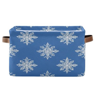 STAYTOP Beautiful Christmas Snowflakes Large Storage Basket Collapsible Storage Bins Waterproof Laundry Basket with Handle,Used for Home Closets, Offices, Bedrooms 1PCS