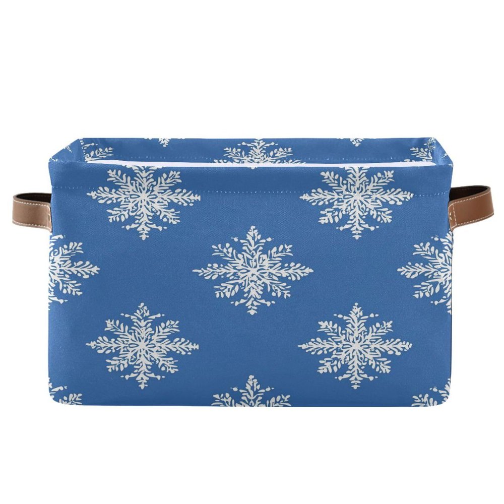 STAYTOP Beautiful Christmas Snowflakes Large Storage Basket Collapsible Storage Bins Waterproof Laundry Basket with Handle,Used for Home Closets, Offices, Bedrooms 1PCS