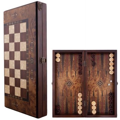17" inch Handmade Elegant Backgammon Sets for Adults Wood Art Wooden Backgammon Board Set | Solid Rosewood Xmas Gifts for Him, Dad, Anniversary
