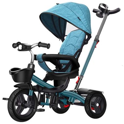 3UOOWWFA Tricycle Trike Outdoor Children's Tricycle, Beginner 4 in 1 with Push Handle Tricycle, Sunshade Trike for 1-6 Years Old Kids, Seat Steering, Music Head Design, 2 Colors (Color: Red)