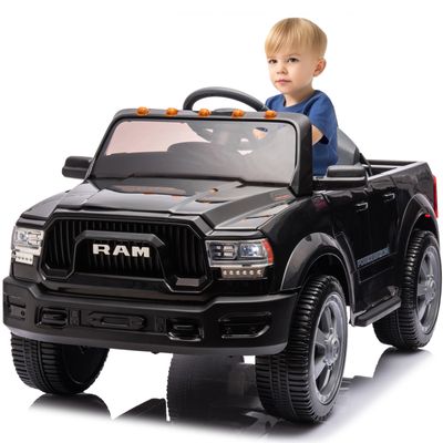12V Ride on Toys for Kids 4-8, Licensed Ram 2500, Electric Car for Kids, with Remote Control, LED Light/Music/MP3, Back Storage & Cup Holder, Suitable for 3+ (Black)
