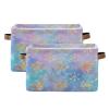 STAYTOP Dreamy Christmas Snowflakes Large Storage Basket Collapsible Storage Bins Waterproof Laundry Basket with Handle,Used for Home Closets, Offices, Bedrooms 2PCS view 1