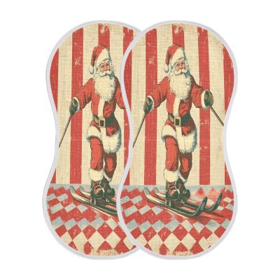 STAYTOP 2PCS Happy Santa Claus Baby Burp Cloths- Burping Cloths for Baby Boys Girls and Newborn Towel,Large Absorbent Burp Cloths