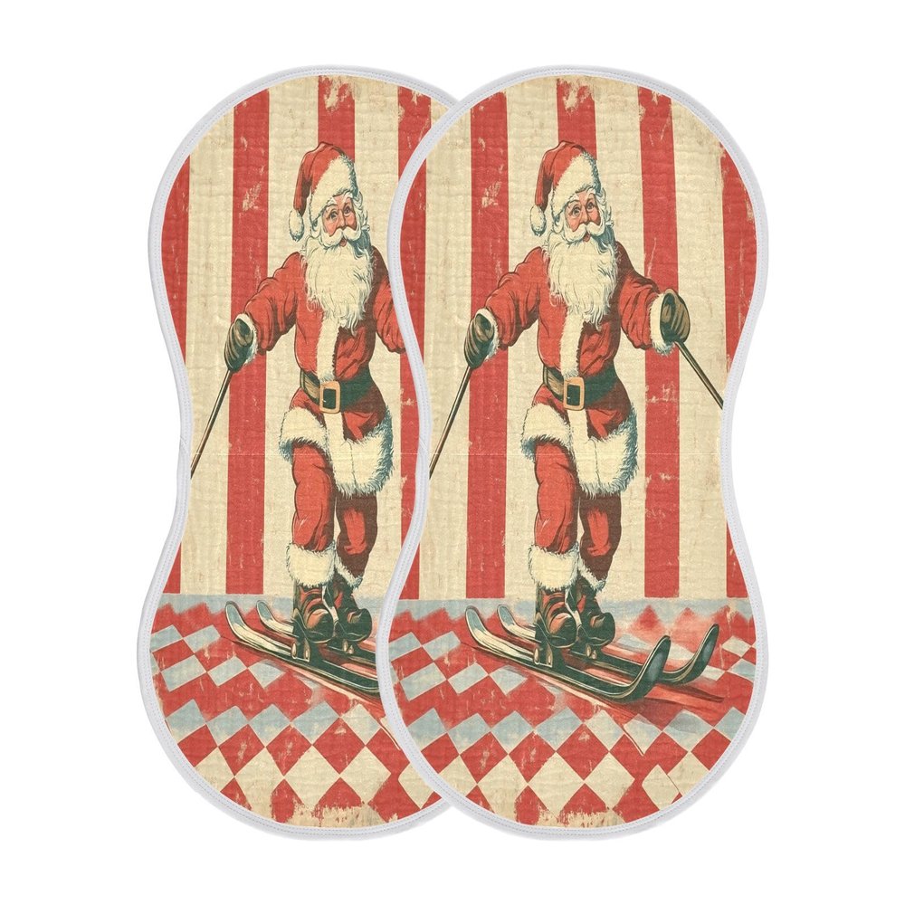 STAYTOP 2PCS Happy Santa Claus Baby Burp Cloths- Burping Cloths for Baby Boys Girls and Newborn Towel,Large Absorbent Burp Cloths