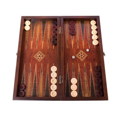 17" inch Handmade Classic Backgammon Sets for Adults Wood Art Solid Inlaid Wooden Backgammon Board Set | Solid Rosewood Xmas Gifts for Him, Dad, Anniversary