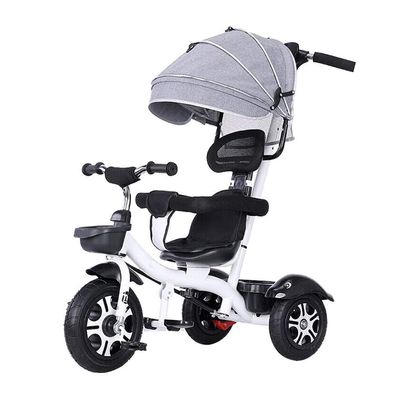 3UOOWWFA Tricycle Trike Kids Outdoor Tricycle, 1-6 Years Old Girls Boys 4 in 1 with Push Handle Tricycle, Kids' Sunshade Trike with Plated Push Rod, 4 Colors (Color: White)