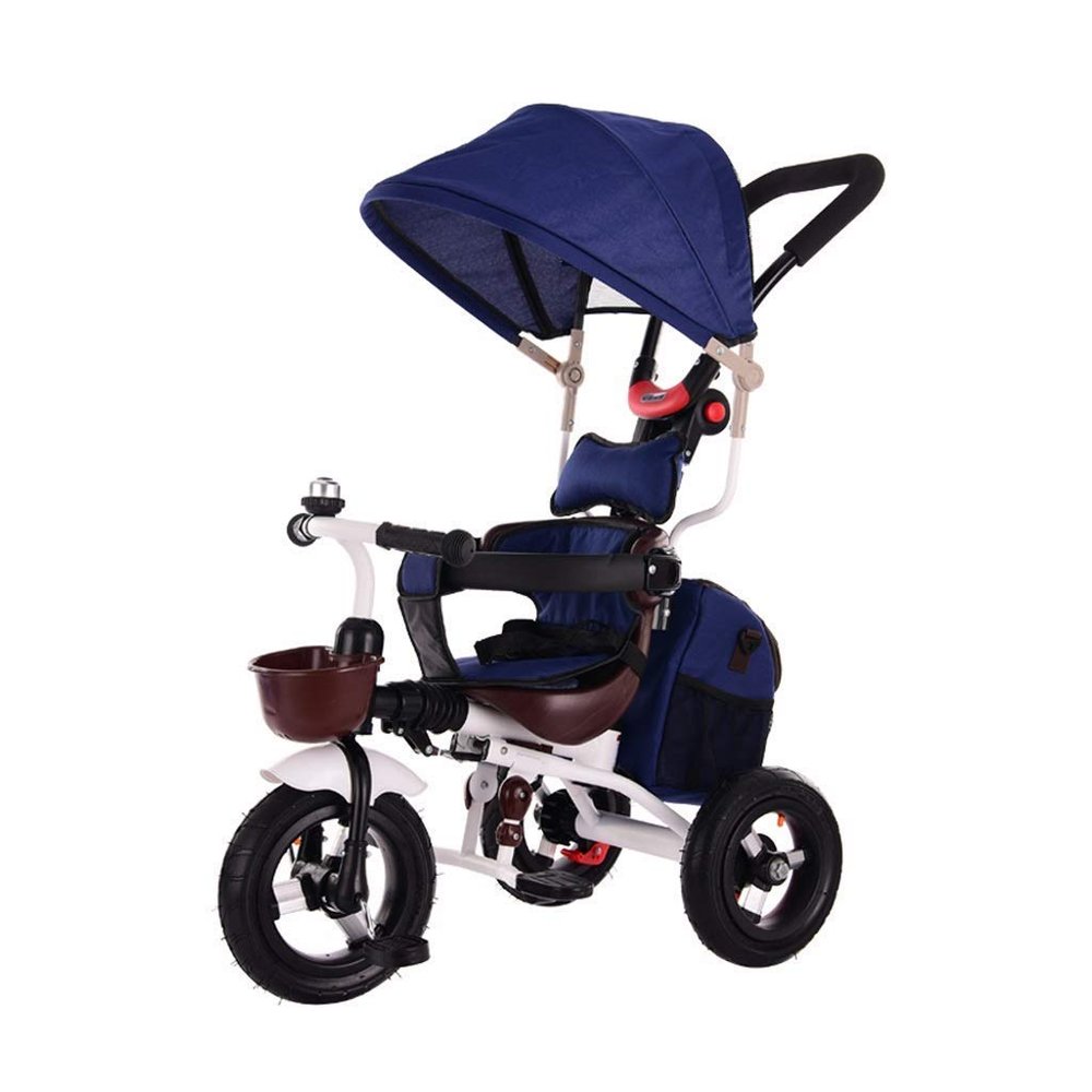 3UOOWWFA Tricycle Trike, Brake Multifunctional 4 in 1 Tricycle Easy to Fold, Outdoor Tricycle for Babies 1-6 Years Old, 3 Colors, 95x73x55cm (Color: Red)
