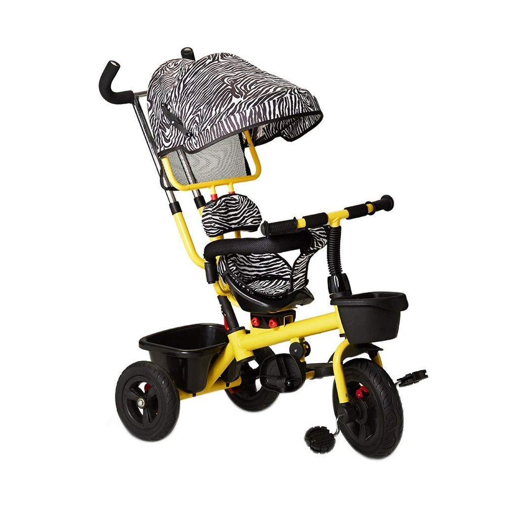 3UOOWWFA Tricycle Trike, Multifunctional 4-in-1 Tricycle Swivel Seat with Brake, 1-6 Years Old Baby Outdoor Tricycle, 2 Colors, 92x58x48cm (Color: Yellow)