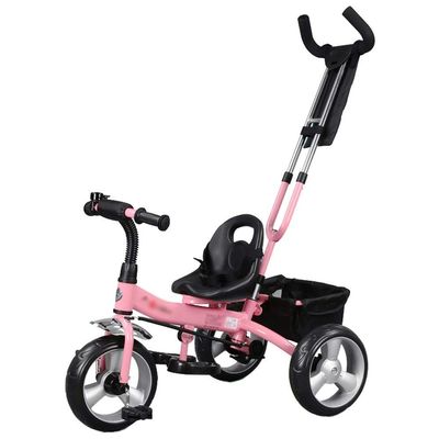 3UOOWWFA Tricycle Trike - 2in1 Kids' Tricycle with Push Handle/Rubber Wheels/Safety Harness, for 1-5 Year Old Boys/Girls, Toddler Bike (Color: White)