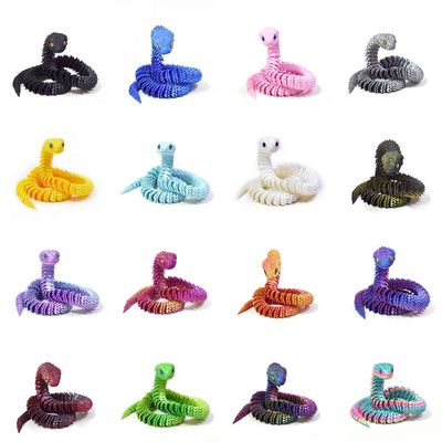16 PCS 3D Printed Animals Snake 3D Printed Snake Fidget 11.8 InchToys Home Office Decor