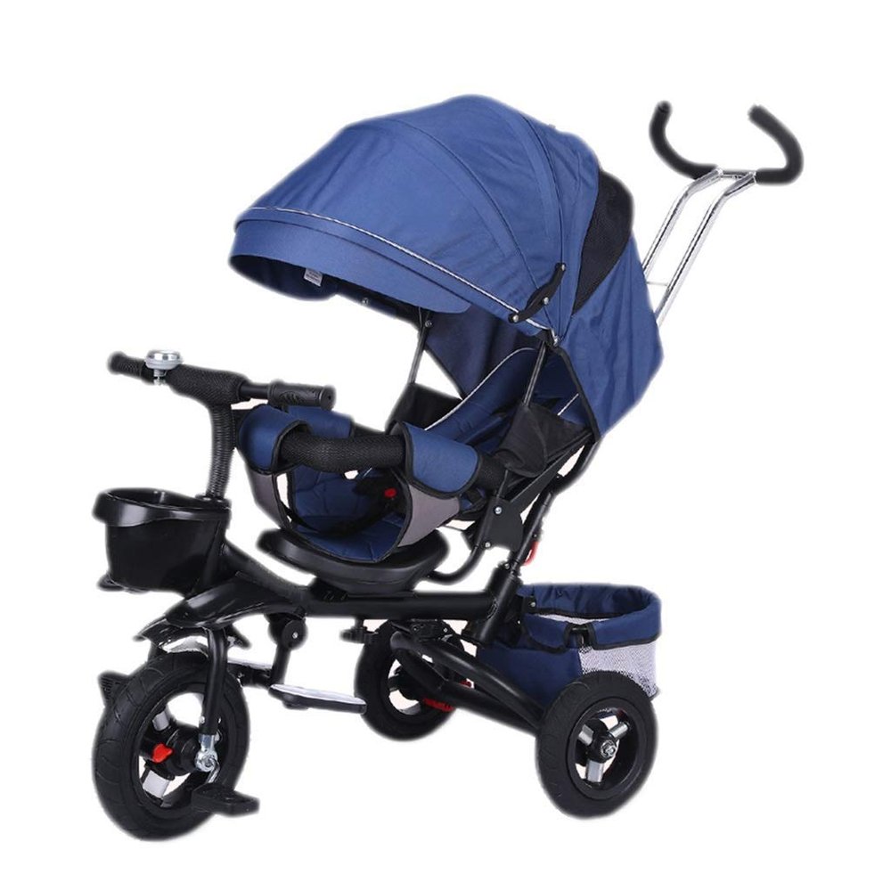 3UOOWWFA Tricycle Trike Kids Outdoor Tricycle, 1-6 Years Old Girls Boys 4 in 1 Push Handle Tricycle with Kids' Sunshade Trike, 3 Colors (Color: Gray)