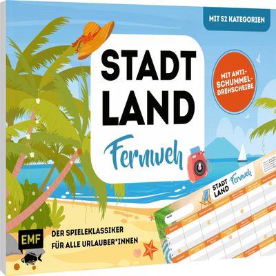 Edition Michael Fischer City, Country, Wanderlust - The Classic Game for All Holidaymakers. The Ultimate City, Country, River Game Pad with 52 Categories and Anti-Cheat Turntable