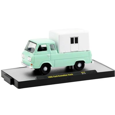 1965 Econoline Pickup Truck with Camper Shell Mint Green and White Limited Edition to 4400 Pieces Worldwide 1/64 Diecast Model Car by M2 31500-HS16