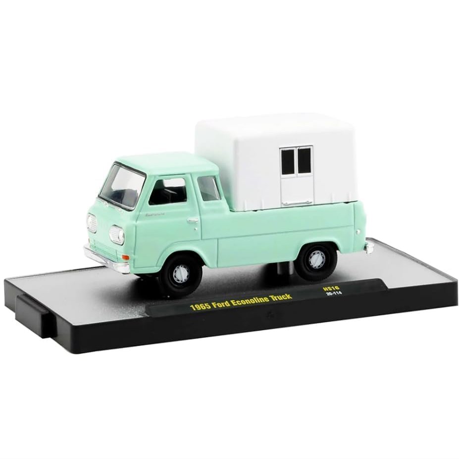 1965 Econoline Pickup Truck with Camper Shell Mint Green and White Limited Edition to 4400 Pieces Worldwide 1/64 Diecast Model Car by M2 31500-HS16