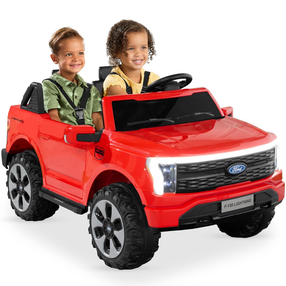Best Choice Products Licensed Ford F-150 Lightning Truck Kids 24V 2-Seater Electric Ride On Car Toy w/ 132lb Weight Capacity, Parent Control - Red