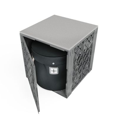 CratePlay Storage Kit for Building Blocks, Includes Crate, Topper and Bag, Black Crate, Gray Topper (Gray Crate - Gray Topper)