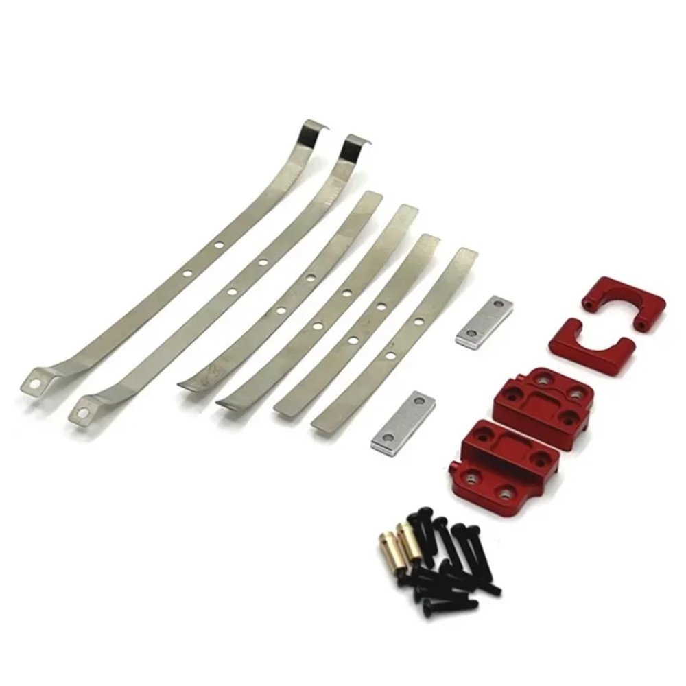 HLSONHENGM MN82 LC79 Metal Rear Axle Shock Absorber Leaf Springs and Fixed Seat Mount Bracket Set 1/12 RC Car Upgrade Parts Accessories(Red)