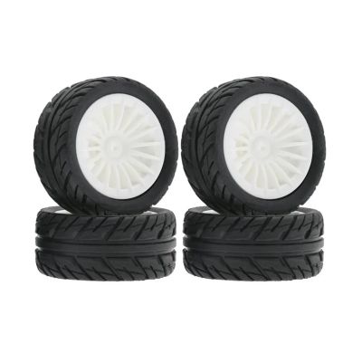 HLSONHENGM 4Pcs 50mm Rubber Tire Tyre Wheel for SG1603 SG1604 SG1605 UDIRC UD1601 UD1602 UD1603 UD1604 1/16 RC Car Upgrade Parts(White)