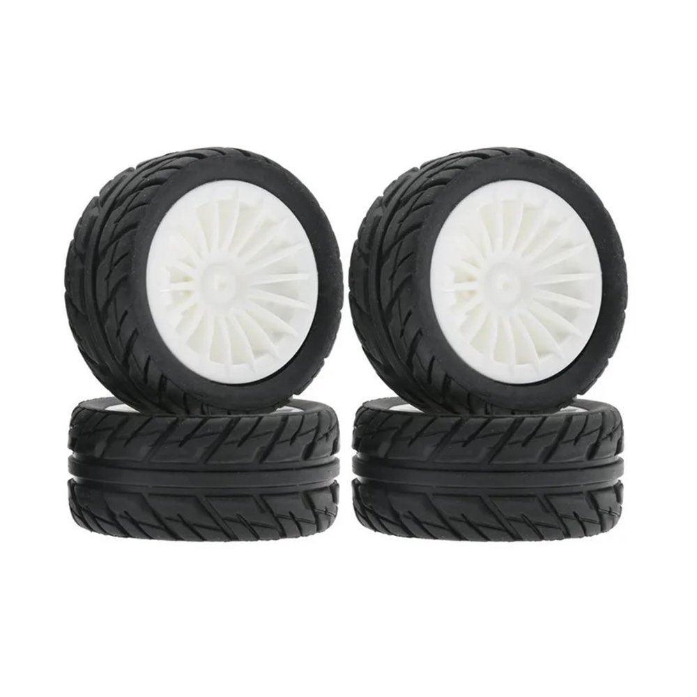 HLSONHENGM 4Pcs 50mm Rubber Tire Tyre Wheel for SG1603 SG1604 SG1605 UDIRC UD1601 UD1602 UD1603 UD1604 1/16 RC Car Upgrade Parts(White)