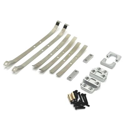 HLSONHENGM MN82 LC79 Metal Rear Axle Shock Absorber Leaf Springs and Fixed Seat Mount Bracket Set 1/12 RC Car Upgrade Parts Accessories(Silver)