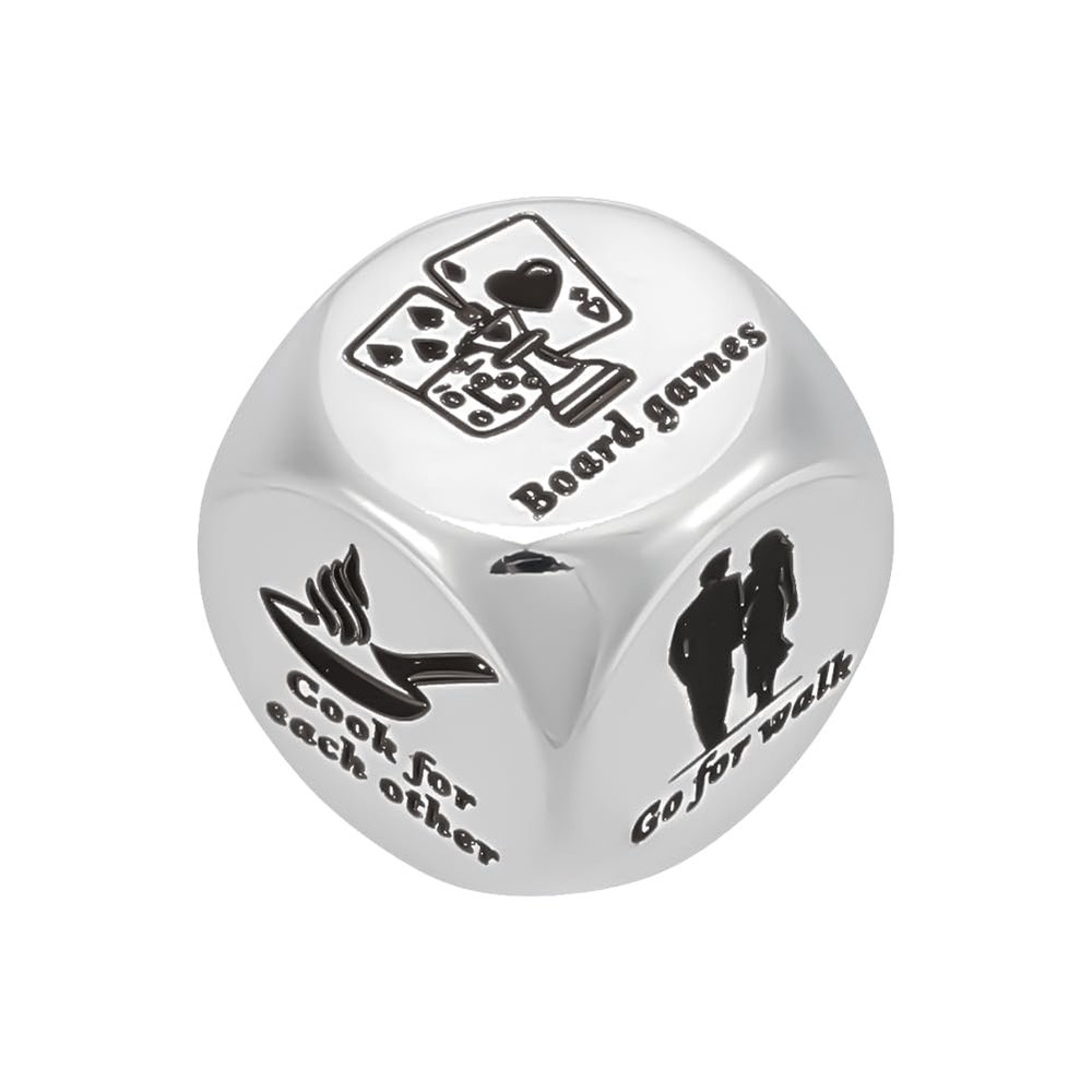 UNICRAFTALE Anniversary Couple Gifts 1Set Stainless Steel Activity Decision Dice Date Night Decision Dice Gifts 6 Sides Activity Dicision with Gift Box Valentines Wedding Birthday Christmas Day Gift