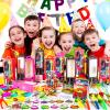158Pcs Spider Party Favors - 12 Guests Set Include Goodie Box Straw Mini Notebooks Slap Bracelets Keychain Blowers Stickers Sticky hands Toy, for Carnival Classroom Prizes Birthday Party Gift view 2