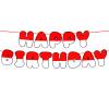 2pcs Cartoon Red And White Banner, Pre-String Cartoon Bunting Animation Birthday Decorations Cartoon Theme Happy Birthday Banner Sign Creative Party Supplies, No More Assembly Required view 1
