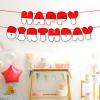 2pcs Cartoon Red And White Banner, Pre-String Cartoon Bunting Animation Birthday Decorations Cartoon Theme Happy Birthday Banner Sign Creative Party Supplies, No More Assembly Required view 3