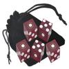 Authentic Lake Tahoe Reno Nevada Non-Vegas Casino Table-Played Craps Dice Set with Pouch, Full Stick of 5 Matching Serial Numbers - Reno Cal Neva (Dark Red Frosted) view 1