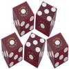 Authentic Lake Tahoe Reno Nevada Non-Vegas Casino Table-Played Craps Dice Set with Pouch, Full Stick of 5 Matching Serial Numbers - Reno Cal Neva (Dark Red Frosted) view 2