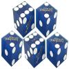 Authentic Lake Tahoe Reno Nevada Non-Vegas Casino Table-Played Craps Dice Set with Pouch, Full Stick of 5 Matching Serial Numbers - Reno Sands Regency (Blue Frosted) view 2