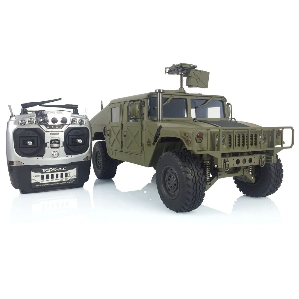 wheelfun HG 1/10 RC 4 * 4 U.S. Military Vehicle P408 RC Racing Car 30KM/H 2Speed 160A ESC 550 Motor 16CH Radio(Army Green)