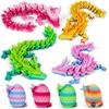 4PCS 3D Printed Dragon Eggs with Dragon Inside, Mini Mystery Dragon Egg Articulated Crystal Dragon Fidget Toy, Surprise 3D Printed Animals Toy Set (4-Piece Set-E) view 1